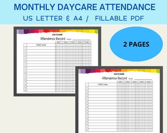 Daycare Weekly Attendance Sheet With Fillable Form Fields | HD PNG and ...