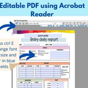 Daycare Baby Daily Report, Fillable Infant Daily Log, Baby Report Sheet ...