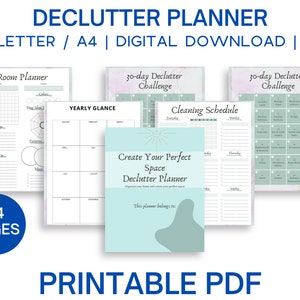 Declutter planner printable, declutter checklist, declutter challenge, cleaning schedule, painting planner, digital instant download