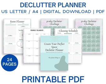 Declutter planner printable, declutter checklist, declutter challenge, cleaning schedule, painting planner, digital instant download