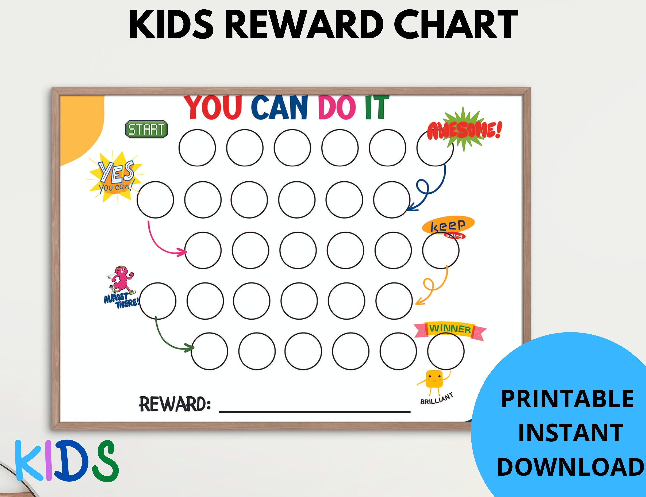 Reward Chart for Kids Printable – Colorful Toddler Chore & Behavior ...
