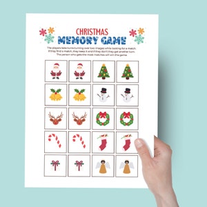 Christmas memory game, matching game for kids, holiday printable game