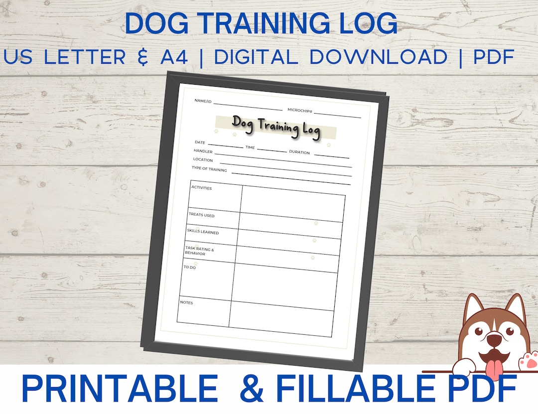 Dog Training Log Printable, Dog Training Journal, Puppy Training Log