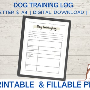 Afdrukbaar hondentrainingslogboek, hondentrainingslogboek, invulbaar puppytrainingslogboek, bewerkbare hondenservicetraining Instant Download PDF