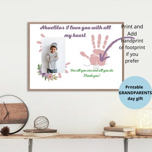 Grandparents Day  handprint Abuelitos Photo Handprint Art, Grandparents keepsake Art