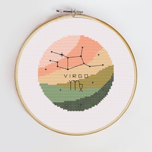 Virgo Zodiac Constellation Cross Stitch Pattern - Digital PDF Download