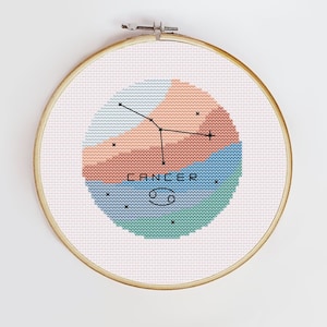 Cancer Zodiac Constellation Cross Stitch Pattern - Digital PDF Download