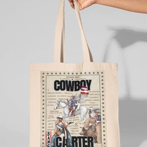 Bolsas tote personalizadas impressas inspiradas na edição limitada do Cowboy Carter Tour Beyhive, bolsa de ombro de algodão para presente