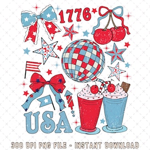 Retro Coquette 4th of July America png, 4th Of July Png, Preppy America Coquette Png, Vintage America Brushstroke Png Retro USA Memorial Day