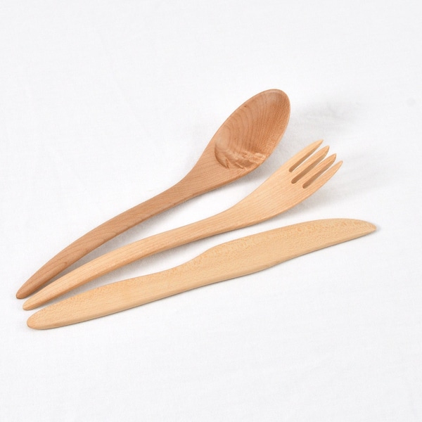 1 SET of Maple Wood Cutlery / Maple Wood Utensils