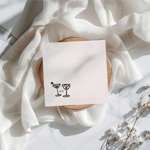 Martini Glass Napkins | Personalized Event Napkins | Monogram Cocktail Wedding Napkins