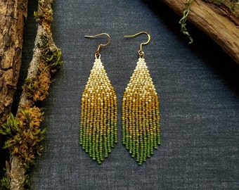 Late Summer Fringe | Handwoven Seed Bead Earrings with Hypoallergenic Ear Wires