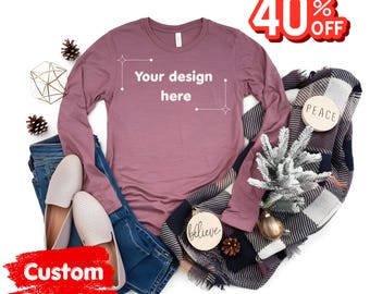 Benutzerdefinierte Langarm-Shirt | Bella Leinwand | Benutzerdefinierter Druck | Personalisiertes Hemd für Frauen | Personalisiertes Hemd für Männer | Personalisiertes T-Shirt