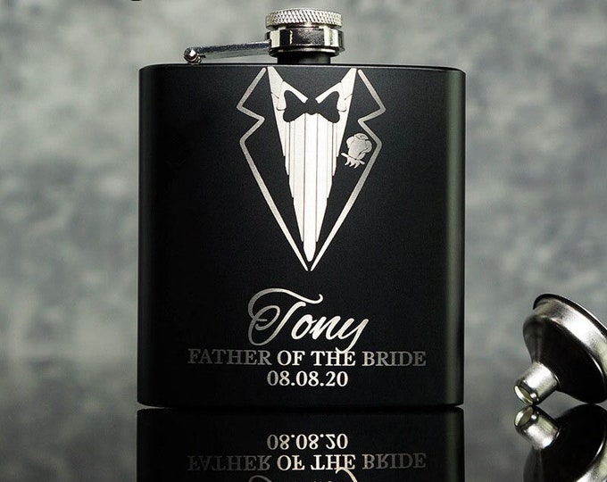 Personalized Groomsmen Flasks, Groomsman Gift, Flask for Groomsmen Custom Flask, Black Hip Flask, Gifts for Wedding Party, Christmas Gifts