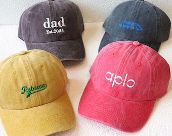 Custom Text Baseball Cap, Embroidered Hat, Custom Washed Dad Cap, Sister Cap, Bachelor Party Gift, Gift for Him and Her
