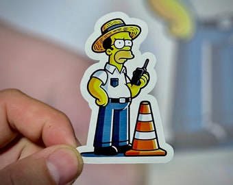 Homer Simpson Inspired Funny Autocross Corner Worker Die-Cut Sticker