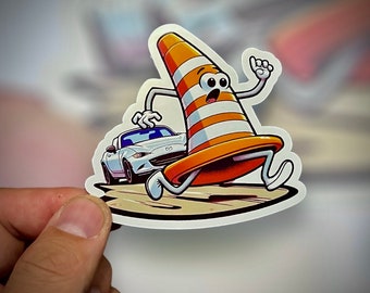 Miata Chasing Cone Funny Autocross Die-Cut Sticker