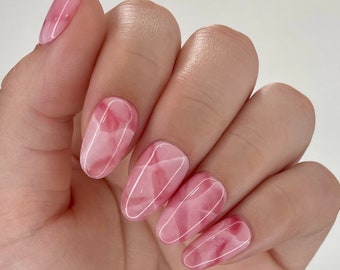 Rose Quartz • Quartz Press On Nails • Hand Painted Nails • Pink Nails