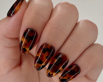 Tortie • Tortoiseshell Press On Nails • Hand Painted Nails • Classic Nails