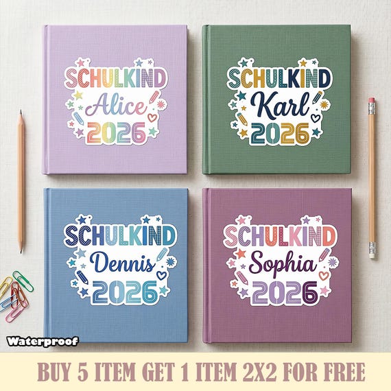 100 PCS Schulkind 2026 Custom Name Sticker Pack, Einschulung Kindergarten Gift