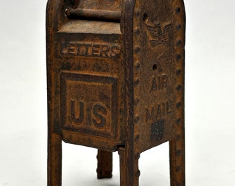 Antique Cast Iron U.S. Air Mail Box Coin Bank