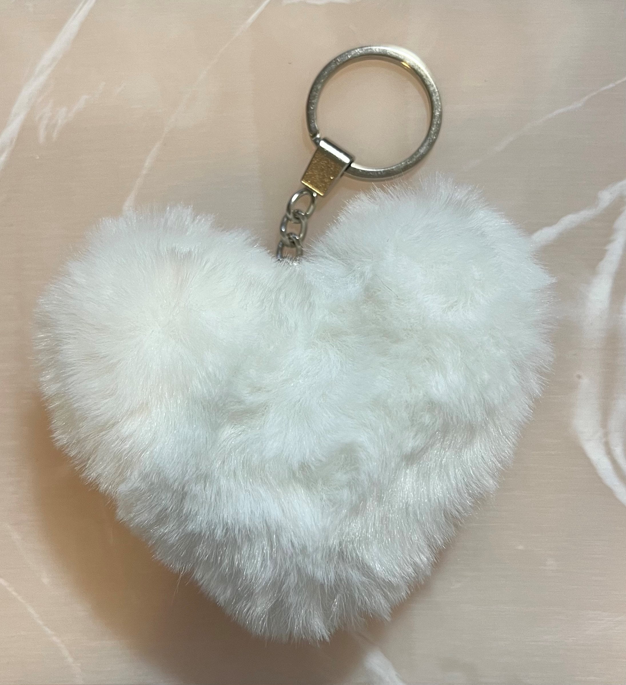 Fluffy Faux Fur Heart Keychain Etsy Canada