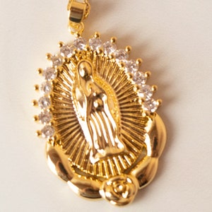 Virgen De Guadalupe Necklace, Catholic Jewelry, Virgin Mary Jewerly
