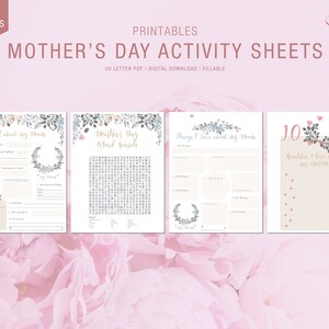 Activiteitenblad Fijne Moederdag | Woordzoeker | Kwaliteiten die ik leuk vind aan mijn moeder | Alles over mijn moeder | digitale download | Moederdag
