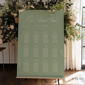 Plantilla de plano de asientos para boda en verde salvia, plano de mesas personalizable para boda, descarga digital, plano de asientos imprimible en verde oliva y esmeralda, BLAIRE