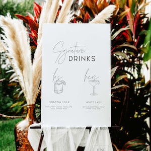 Signature Drink Sign Drink Menu Signature Cocktail Sign Drink Menu Cocktail Menu Wedding Bar Menu Template Bar Sign His and Hers Drink ISLA