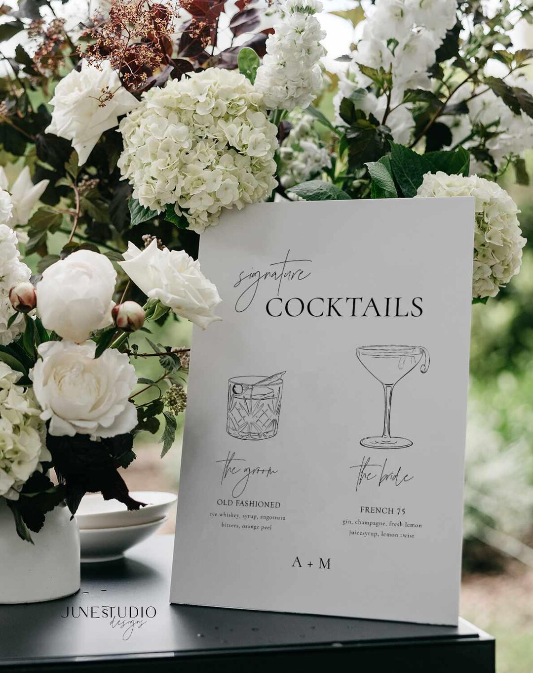 Customizable Signature Cocktails Sign: Chic, Elegant Wedding Bar Menu ...