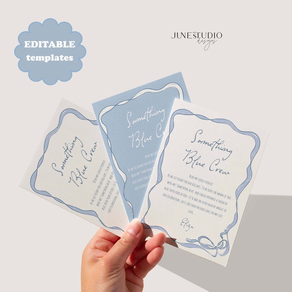 Something Blue Crew Card Template Blue Crew Proposal Be My Something Blue Proposal Card Bridesmaid Proposal Personalized Editable