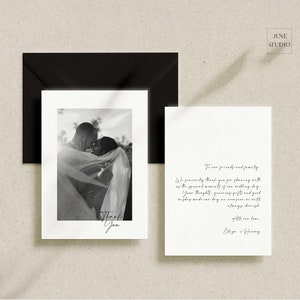Minimale Hochzeitsfoto-Dankeskarte Digitale Vorlage Bearbeitbare Moderne Dankeskarte Hochzeit druckbare Personalisieren Dankesnotiz Individuell ELI