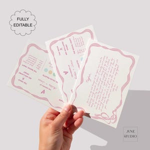 Bridesmaid Info Card Hand Drawn Template Printable Bow Be My Bridesmaid Maid of Honor Matron of Honor Proposal Card Set Editable Download