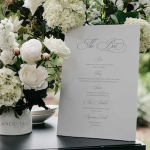 Classic Wedding Bar Menu Sign Digital Template Vintage Green Editable The Bar Sign Wedding Drink Menu Signage Signature Drink Open Bar Sign