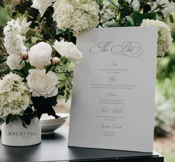 Vintage Green Wedding Bar Menu Sign: Timeless Classic Drink Station Menu Template (Digital, Editable) CLARA
