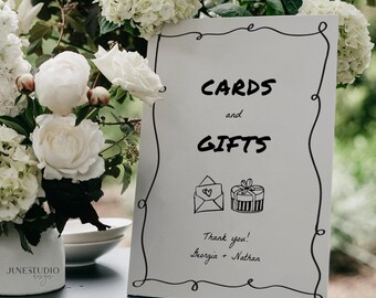 audrey - handgezeichnete Hochzeitskarten und Geschenkschild-Vorlage (Digitaler Download).