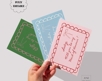 Trendy Bridesmaid Proposal Card Template Customizable Cute Will you be my bridesmaid Bridesmaid Gift Bridesmaid Box Maid of Honor Card