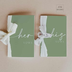 Sage Green Wedding Vows Booklet Template Modern Script Minimal Vows Book Printable His Vows Her Vows Book DIY Set of 2 His and Her Vows Card