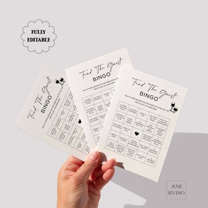 Find the Guest Bingo Game Template Minimalist Modern Script Bridal ...