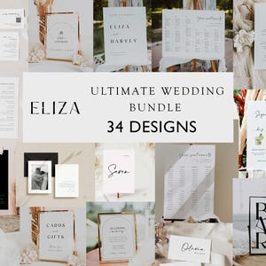 Wedding Bundle Template Modern Wedding Invitation Bundle Wedding Signs Bundle Wedding Reception Elegant Wedding Day of Signage Stationery