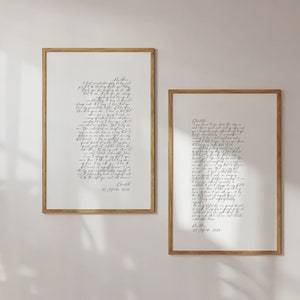 Plantilla digital de votos para él y para ella, regalo de boda personalizado, regalo del primer aniversario, arte de pared de votos de boda personalizados, regalo único para pareja