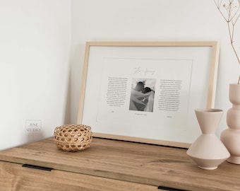 Arte de votos matrimoniales editable, arte de pared con foto, regalo para el primer aniversario, regalos de boda personalizados para pareja, regalo de votos para ella
