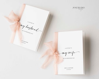 To My Husband To My Wife On Our Wedding Day Card Template Ribbon Wedding Vows Booklet Vows Book Set of 2 Letter To My husband Letter To Wife