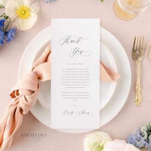 Minimalistische Hochzeitstabelle Danke Platzkarte Elegante Moderne Schrift Danke Karte Danke Serviette Notiz Druckbares Gedeck Danke