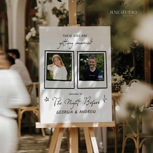 Rehearsal Dinner Welcome Sign: These kids&#39;re getting married Childhood Photo, Editable Template (Digital Download)