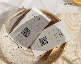 Modern Wedding Photo Card: Share The Love QR Code Minimalist Capture the Love Guest Photo Sharing (Editable Template) KARLA