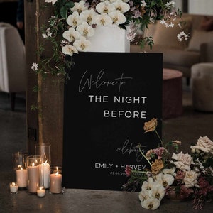 Rehearsal Dinner Welcome Sign Template Minimal The Night Before Wedding Welcome Sign Modern Script Simple Rehearsal Welcome Sign ISLA
