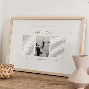 Art de vœux de mariage avec photo Art mural de vœux moderne Cadeau de 1er anniversaire de mariage Cadeau de mariage personnalisé pour couple Modèle numérique de vœux