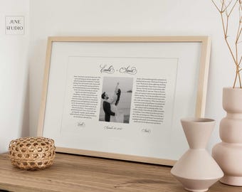Arte fotográfico personalizado de votos matrimoniales: regalo de aniversario (plantilla digital, editable)